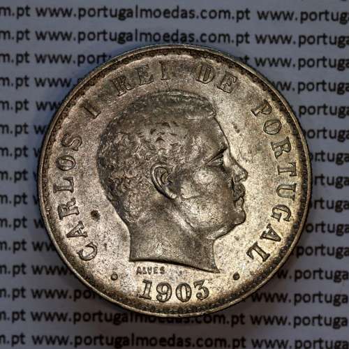 500 réis 1903 prata D. Carlos I, cinco tostões prata 1903 reinado D. Carlos I,