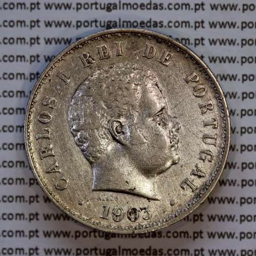 Portugal, silver coin of 500 réis 1903 of D. Carlos I, (VF), World Coins Portugal KM 535
