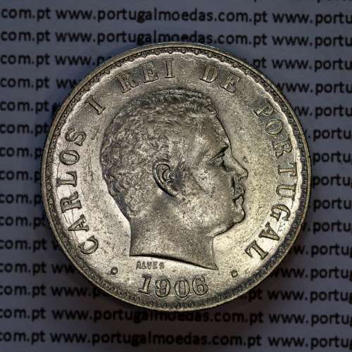 Portugal, silver coin of 500 réis 1906 of D. Carlos I, (XF+), World Coins Portugal KM 535