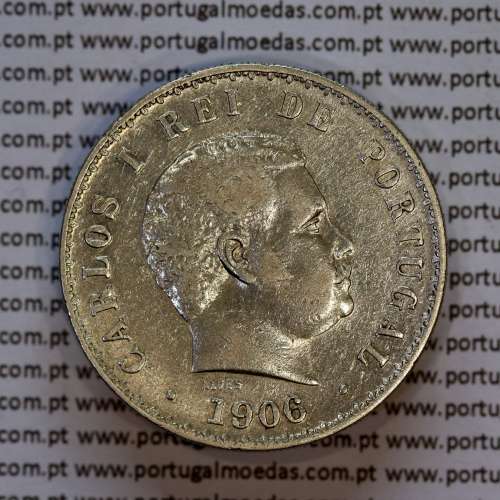 Portugal, silver coin of 500 réis 1906 of D. Carlos I, (VF), World Coins Portugal KM 535