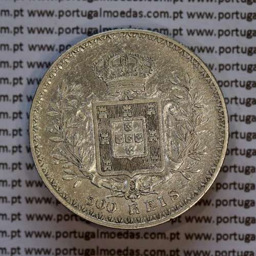 Portugal, silver coin of 500 réis 1906 of D. Carlos I, (VF), World Coins Portugal KM 535