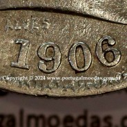 500 réis 1906 prata D. Carlos I, cinco tostões prata 1906 reinado D. Carlos I, (MBC), World Coins Portugal KM 535