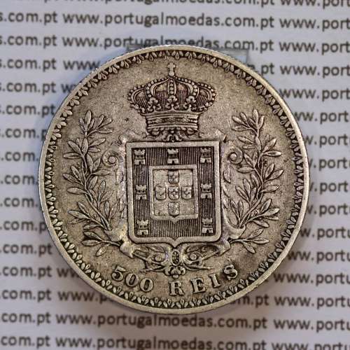 Portugal, silver coin of 500 réis 1906 of D. Carlos I, (VF), World Coins Portugal KM 535