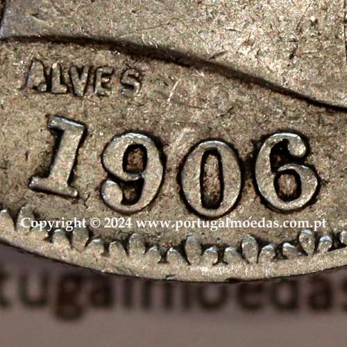 Portugal, silver coin of 500 réis 1906 of D. Carlos I, (VF), World Coins Portugal KM 535