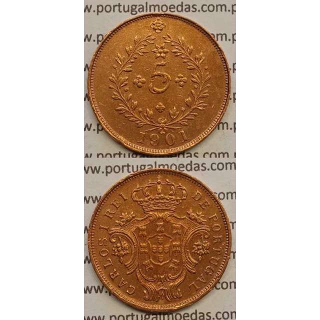 5 REIS COBRE 1901 "AÇORES" (MBC+) D. CARLOS I