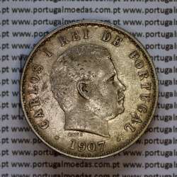 Portugal, silver coin of 500 réis 1907 of D. Carlos I, (VF), World Coins Portugal KM 535