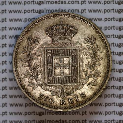 Portugal, silver coin of 500 réis 1907 of D. Carlos I, (VF), World Coins Portugal KM 535