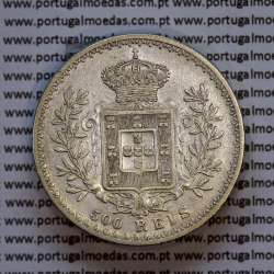 Portugal, silver coin of 500 réis 1907 of D. Carlos I, (VF), World Coins Portugal KM 535
