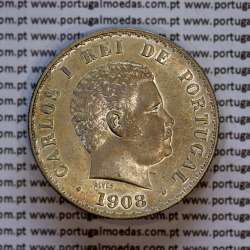 500 réis 1908 prata D. Carlos I, cinco tostões prata 1908 reinado D. Carlos I, (Bela-), World Coins Portugal KM 535