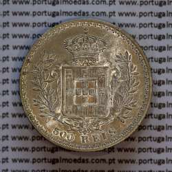 500 réis 1908 prata D. Carlos I, cinco tostões prata 1908 reinado D. Carlos I, (Bela-), World Coins Portugal KM 535