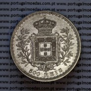 Portugal, silver coin of 500 réis 1908 of D. Carlos I, (VF+), World Coins Portugal KM 535
