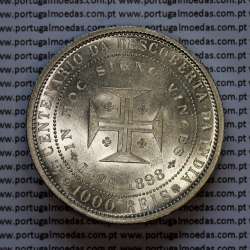 Portugal, silver coin of 1000 réis 1898 of D. Carlos I, 4th Centenary of the Discovery of India 1498-1898, (UNC), KM 539