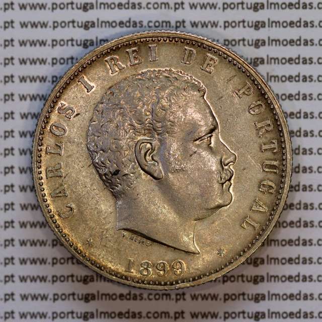 1000 réis 1899 prata D. Carlos I, dez tostões prata 1899 reinado D. Carlos I, (Bela/Soberba), World Coins Portugal KM 540