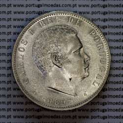 Portugal, silver coin of 1000 réis 1899 of D. Carlos I, (XF/UNC), World Coins Portugal KM 540