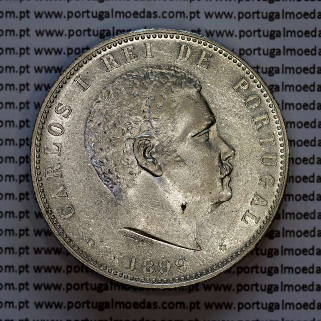 Portugal, silver coin of 1000 réis 1899 of D. Carlos I, (XF/UNC), World Coins Portugal KM 540