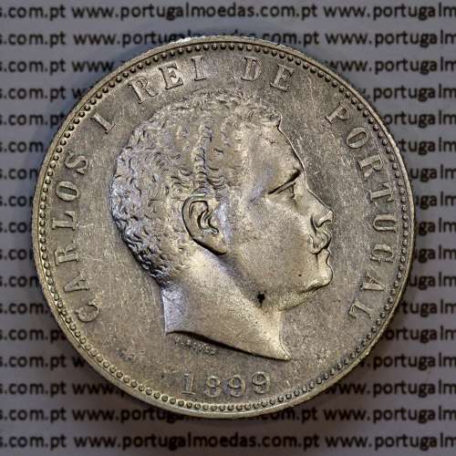 1000 réis 1899 prata D. Carlos I, dez tostões prata 1899 reinado D. Carlos I, (Bela), World Coins Portugal KM 540