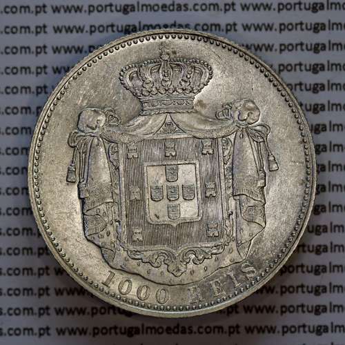 Portugal, silver coin of 1000 réis 1899 of D. Carlos I, (XF/UNC), World Coins Portugal KM 540