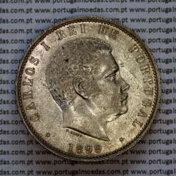 Portugal, silver coin of 1000 réis 1899 of D. Carlos I, (XF/UNC), World Coins Portugal KM 540