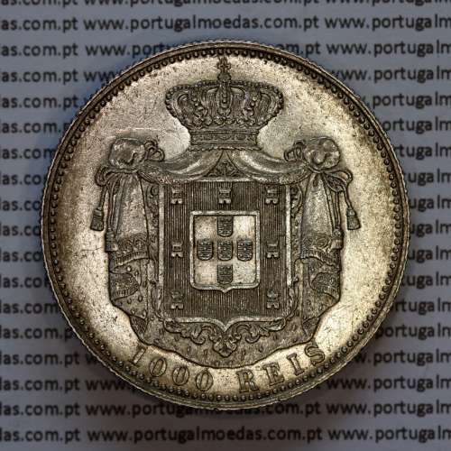 Portugal, silver coin of 1000 réis 1899 of D. Carlos I, (XF/UNC), World Coins Portugal KM 540