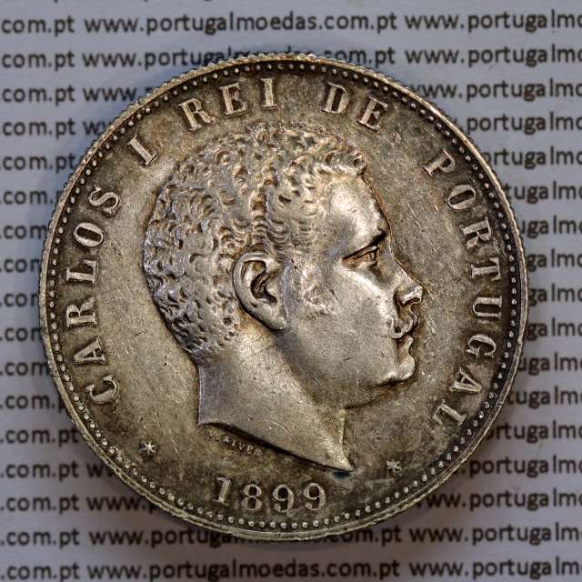 1000 réis 1899 prata D. Carlos I, dez tostões prata 1899 reinado D. Carlos I, (Bela), World Coins Portugal KM 540