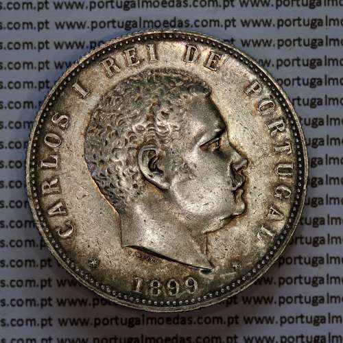 1000 réis 1899 prata D. Carlos I, dez tostões prata 1899 reinado D. Carlos I, (Bela), World Coins Portugal KM 540
