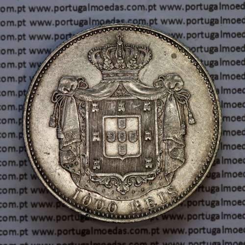 1000 réis 1899 prata D. Carlos I, dez tostões prata 1899 reinado D. Carlos I, (Bela), World Coins Portugal KM 540