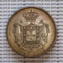 1000 réis 1899 prata D. Carlos I, dez tostões prata 1899 reinado D. Carlos I, (MBC+/Bela-), World Coins Portugal KM 540