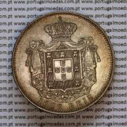 1000 réis 1899 prata D. Carlos I, dez tostões prata 1899 reinado D. Carlos I, (MBC+/Bela-), World Coins Portugal KM 540