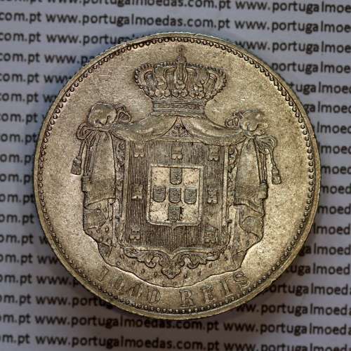 1000 réis 1899 prata D. Carlos I, dez tostões prata 1899 reinado D. Carlos I, (MBC+/Bela-), World Coins Portugal KM 540
