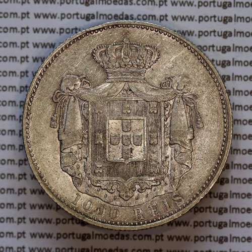 1000 réis 1899 prata D. Carlos I, dez tostões prata 1899 reinado D. Carlos I, (MBC+/Bela-), World Coins Portugal KM 540