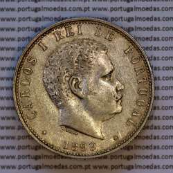 Portugal, silver coin of 1000 réis 1899 of D. Carlos I, (VF+), World Coins Portugal KM 540