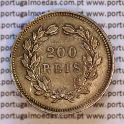 Portugal, silver coin of 200 réis 1892 of D. Carlos I, Variant of the number "1" retouched, (VF/XF), World Coins Portugal KM534