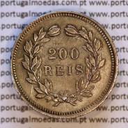 200 réis 1892 prata D. Carlos I, variante cunho com algarismo "1" retocado e "P" Fechado na legenda "PORTUGAL", KM 534