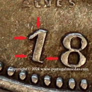 200 réis 1892 prata D. Carlos I, variante cunho com algarismo "1" retocado e "P" Fechado na legenda "PORTUGAL", KM 534