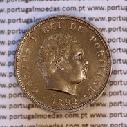 200 réis 1892 prata D. Carlos I, variante cunho com "P" Aberto na legenda "PORTUGAL", World Coins Portugal KM 534