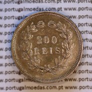 200 réis 1892 prata D. Carlos I, variante cunho com "P" Aberto na legenda "PORTUGAL", World Coins Portugal KM 534