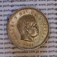 200 réis 1892 prata D. Carlos I, variante cunho com "P" Aberto na legenda "PORTUGAL", World Coins Portugal KM 534