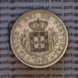 100 réis 1900 Cupro-Níquel D. Carlos I, tostão cuproníquel 1900 reinado D. Carlos I, (MBC+), World Coins Portugal KM 546