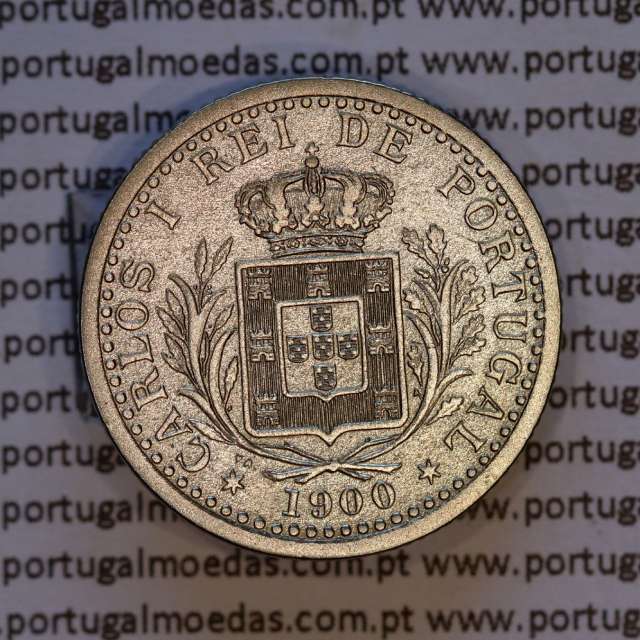 100 réis 1900 Cupro-Níquel D. Carlos I, tostão cuproníquel 1900 reinado D. Carlos I, (MBC+), World Coins Portugal KM 546
