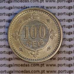 100 réis 1900 Cupro-Níquel D. Carlos I, tostão cuproníquel 1900 reinado D. Carlos I, (MBC+), World Coins Portugal KM 546