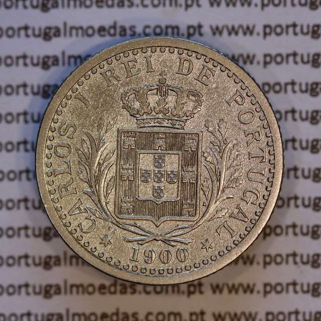 100 réis 1900 Cupro-Níquel D. Carlos I, tostão cuproníquel 1900 reinado D. Carlos I, (MBC+), World Coins Portugal KM 546