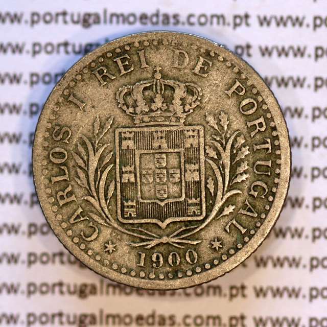 Portugal, Copper-nickel coin of 100 réis 1900 of D. Carlos I, (VF-), World Coins Portugal KM 546