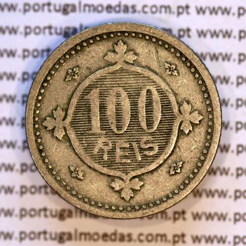 100 réis 1900 Cupro-Níquel D. Carlos I, tostão cuproníquel 1900 reinado D. Carlos I, (MBC-), World Coins Portugal KM 546