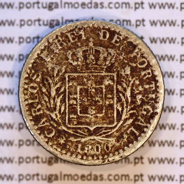100 réis 1900 Cupro-Níquel D. Carlos I, tostão cuproníquel 1900 reinado D. Carlos I, (BC-/REG), World Coins Portugal KM 546