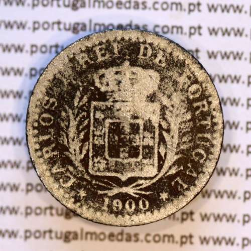 Portugal, Copper-nickel coin of 100 réis 1900 of D. Carlos I, (F-/G), World Coins Portugal KM 546