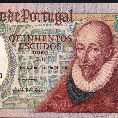 500 Escudos 1979 Francisco Sanches 04/10/1979, 500$00 Quinhentos Escudos 04/10/1979 Chapa:11 Banco de Portugal, (PC), Pick 177a