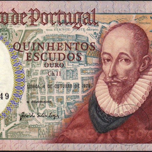 500 Escudos 1979 Francisco Sanches 04/10/1979, 500$00 Quinhentos Escudos 04/10/1979 Chapa:11 Banco de Portugal, (QNC), Pick 177a