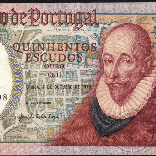 500 Escudos 1979 Francisco Sanches 04/10/1979, 500$00 Quinhentos Escudos 04/10/1979 Chapa:11 Banco de Portugal, (C), Pick 177a