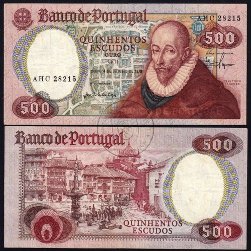 500 Escudos Francisco Sanches 04.10.1979, Quinhentos Escudos 4 outubro 1979 Plate 11 - Bank of Portugal, (C), Pick 177a
