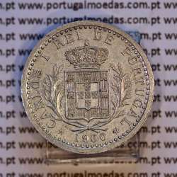 D. Carlos I, Ensaio Monetário de 100 réis 1900 em alumínio, rebordo liso, eixo vertical, Muito Raro